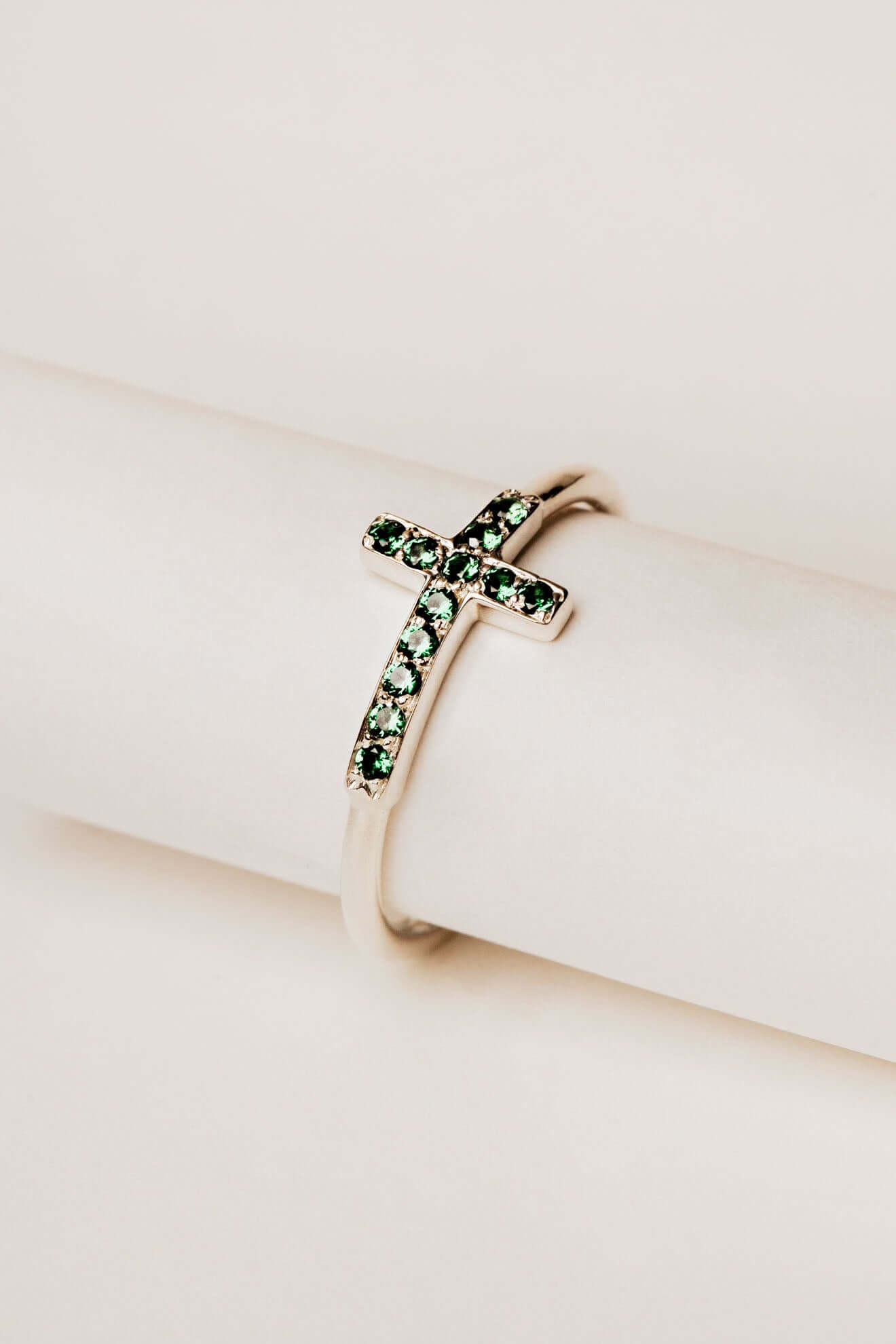 Emerald Cross Ring