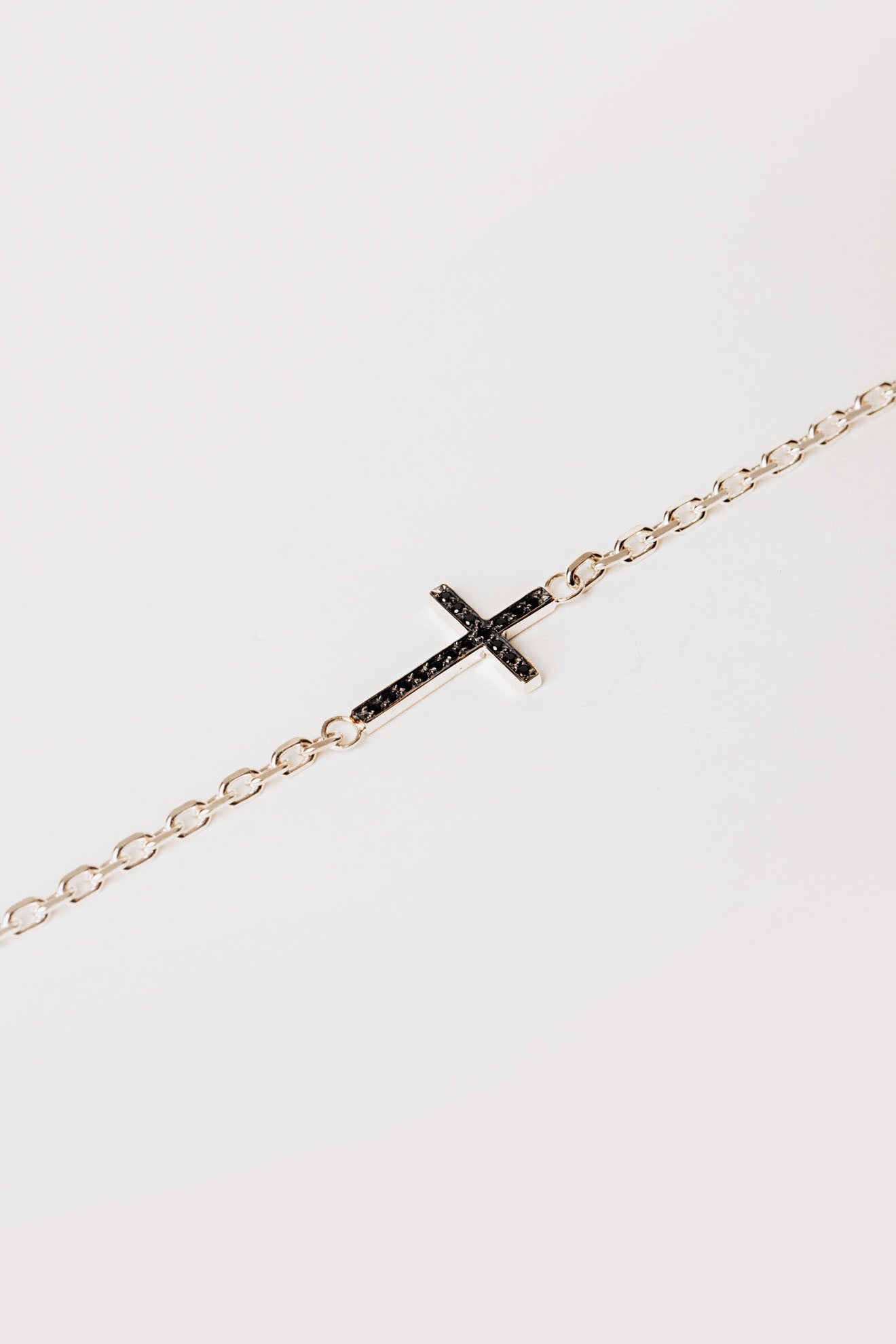 Pulseira cruz preta para homem em prata 925 banhada