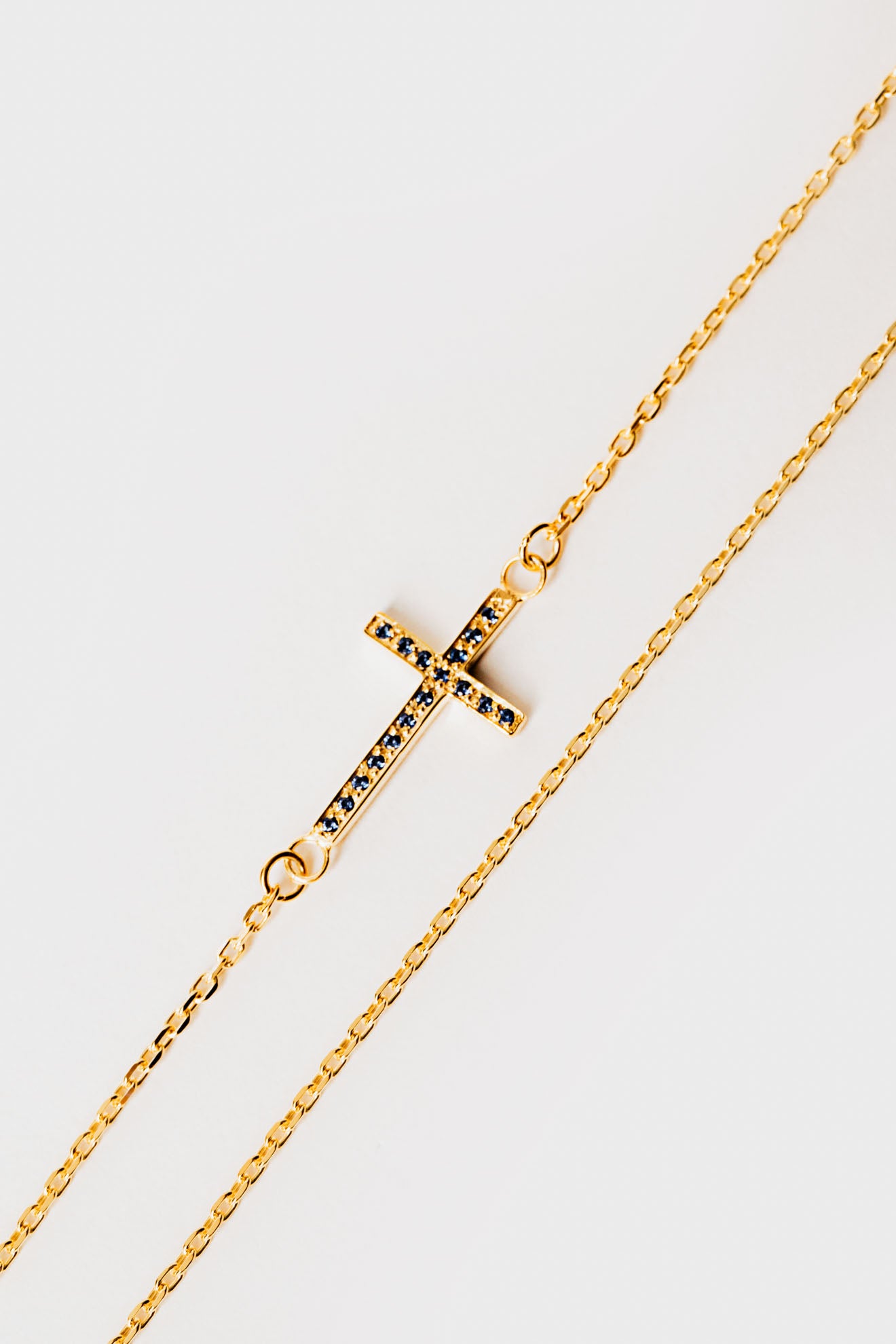 Cross Sapphire Duo Necklace