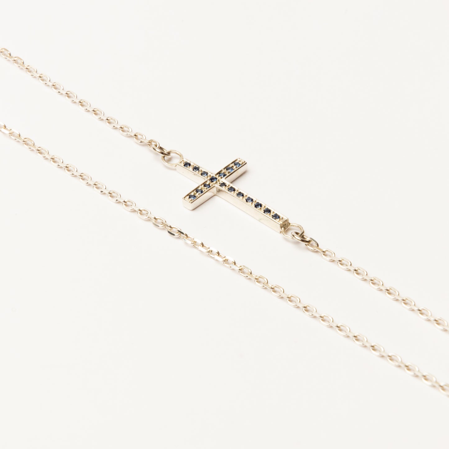 Cross Sapphire Duo Necklace